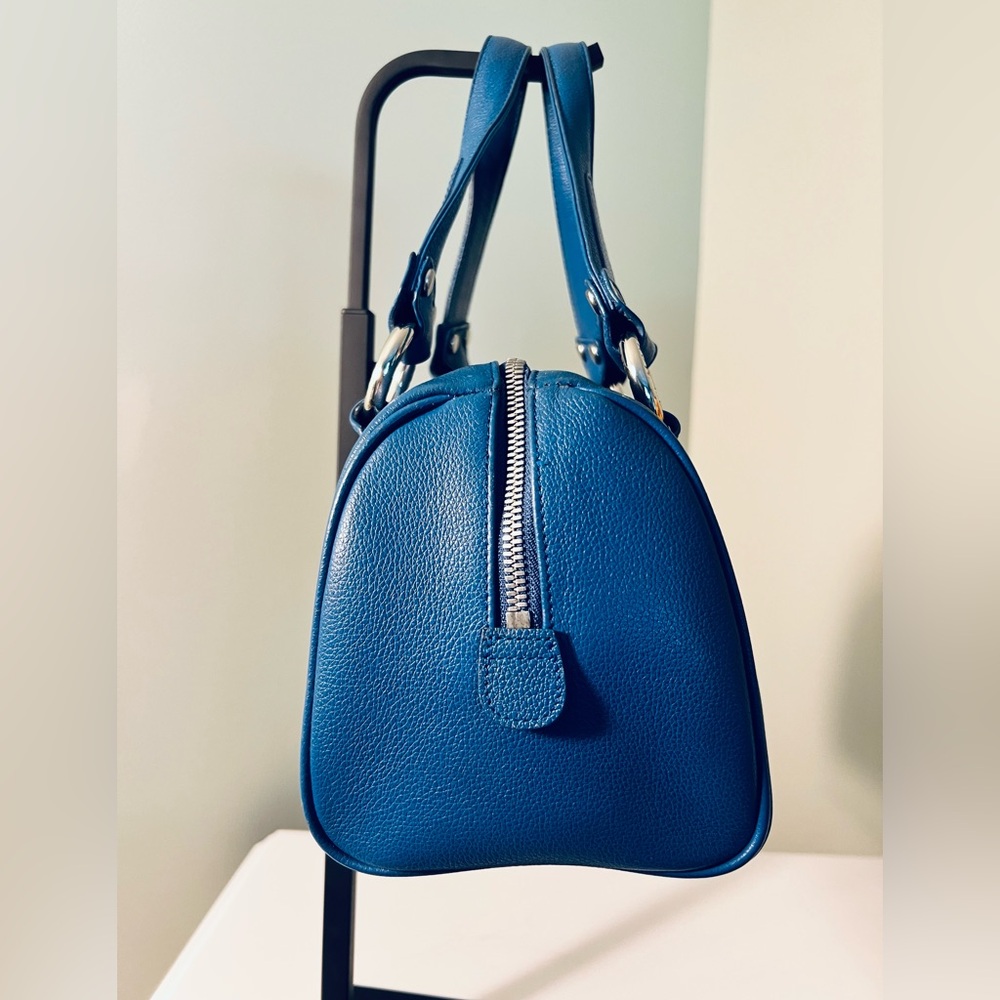 Authentic MCM Mini Boston Bag Blue Leather - Picture 4 of 16